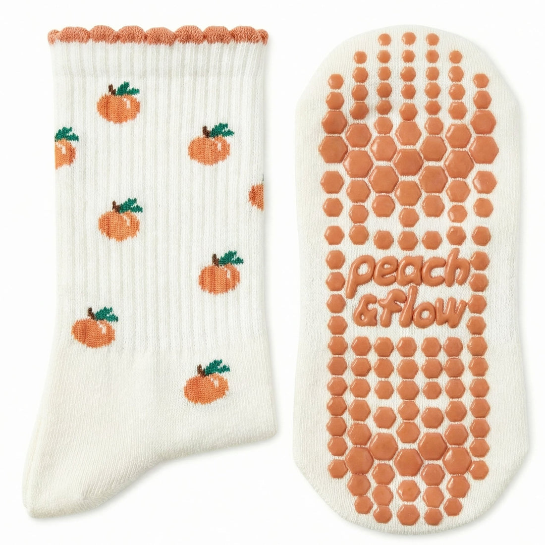 Peaches - Pilates Grip Socks - Peach & Flow