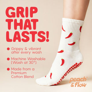 Chilis - Pilates Grip Socks - Peach & Flow