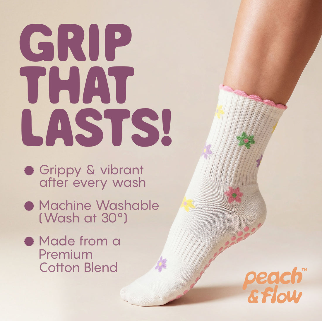 Flowers - Pilates Grip Socks