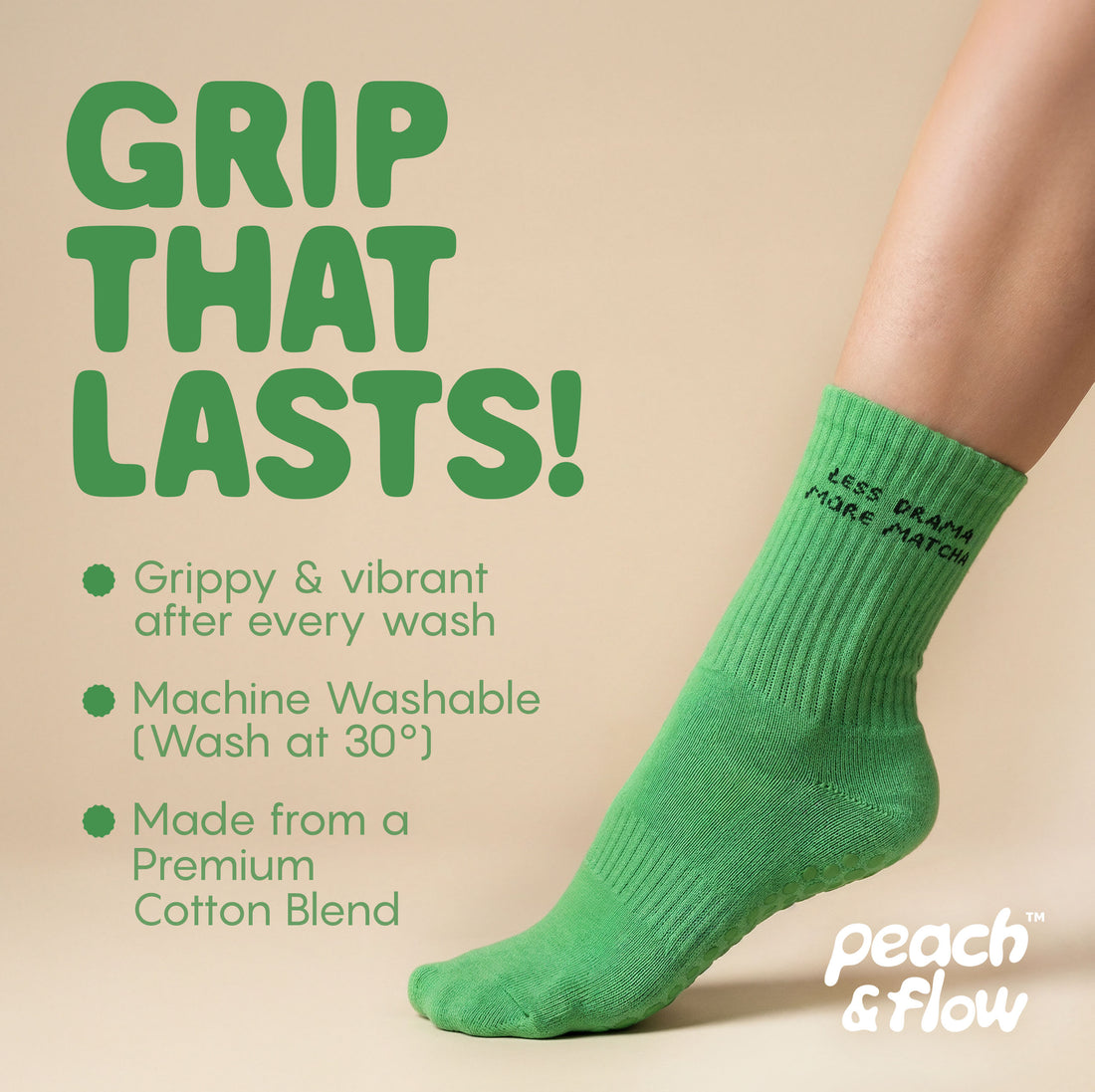 Less Drama More Matcha  - Pilates Grip Socks