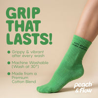 Less Drama More Matcha - Pilates Grip Socks - Peach & Flow