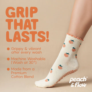 Peaches - Pilates Grip Socks - Peach & Flow