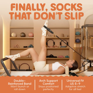 Peaches - Pilates Grip Socks - Peach & Flow