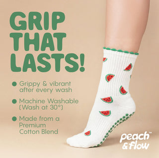 Watermelons - Pilates Grip Socks - Peach & Flow