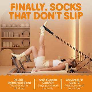 Smiley Faces - Pilates Grip Socks - Peach & Flow