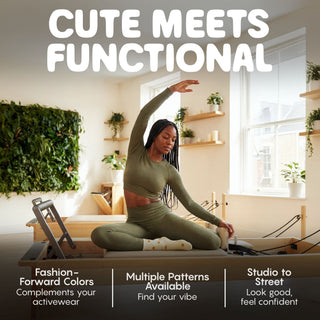 Smiley Faces - Pilates Grip Socks - Peach & Flow